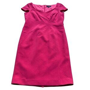Rickie Freeman Teri Jon Size 12 Solid Pink Cap Sleeve Knee Length Sheath Dress